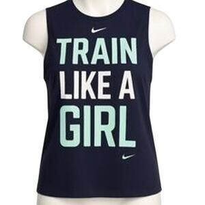 Women’s Nike Dri-Fit Sleeveless Tank Top L Navy “Train Like A Girl” $35